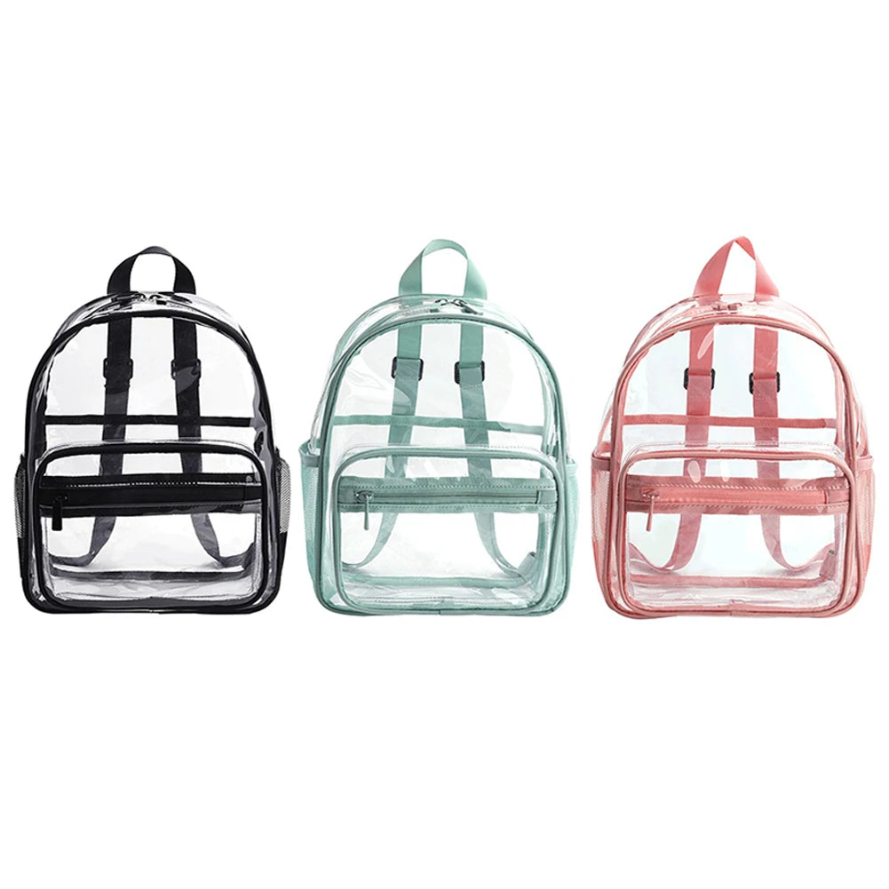 Transparent PVC Outdoor Sports Fitness Knapsack Casual Travel Visible Backpack Large Capacity Waterproof Top-Handle SchoolBag