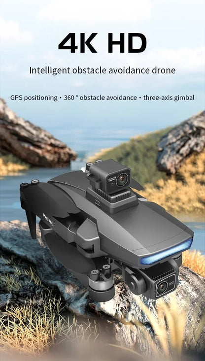 Drone W10 with 4.5 Inch Screen 3-Axis Anti-shake Gimbal Drones 4K Aerial Brushless RC Quadcopter 5G GPS 8K HD Cameras EIS Dron