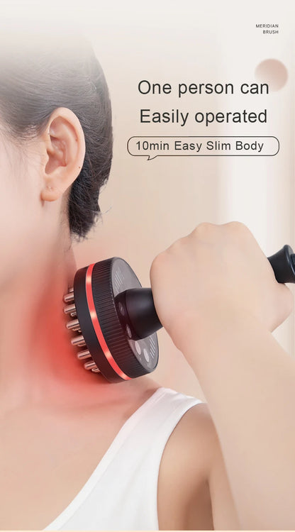 Eletric Guahsa Massager Meridian Massage Brush Lymphatic Drainage Machine Heating Microcurrent Body Back Massager Anti Cellulite