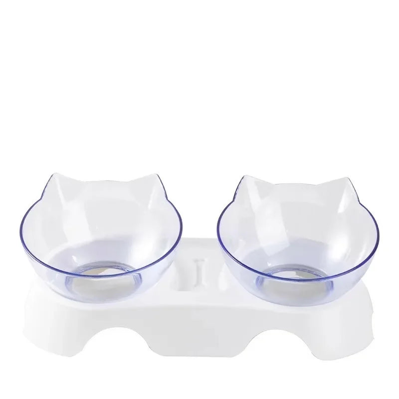 Pet Double Bowl Cat Bowl Dog Bowl with Stand Transparent Double Bowl Pet Feeding Cat Water Bowl Cat Food Pet Bowl Dog Feeder