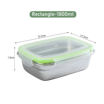 304 Stainless Steel Fresh-keeping Box Sealed Leak Proof Lunch Box Fruit Box with Lid Dumpling Container Refrigerated Storage Box