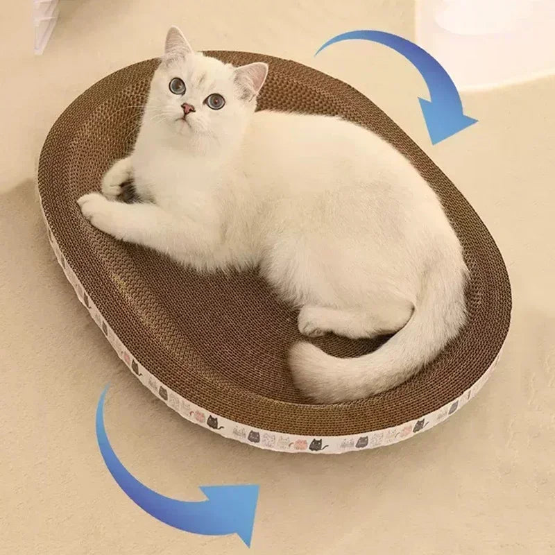 Cat Bed & Scratching Post 2-in-1 - Wear-Resistant Round Nest, Ripple Design for Sleeping/Claw Grinding, Multi-Functional