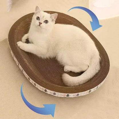 Cat Bed & Scratching Post 2-in-1 - Wear-Resistant Round Nest, Ripple Design for Sleeping/Claw Grinding, Multi-Functional