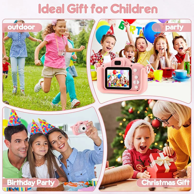 Kids Camera HD Digital Video Toddler Camera with Silicone Cover Portable Toy with 32 GB SD Card for Girl Christmas Birthday Gift