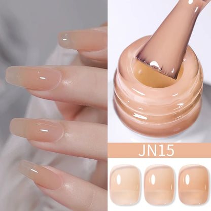 BORN PRETTY 10ml Wine Red Glitter Jelly Nude Gel Nail Polish Soak Off Translucent Color UV Light Cure for Nail Art DIY at Home