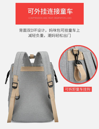 Folding Mommy Bag Multipurpose Portable Folding Crib Bed Large-capacity Baby Backpack Female Mommy Outting Bag Diaper Bags