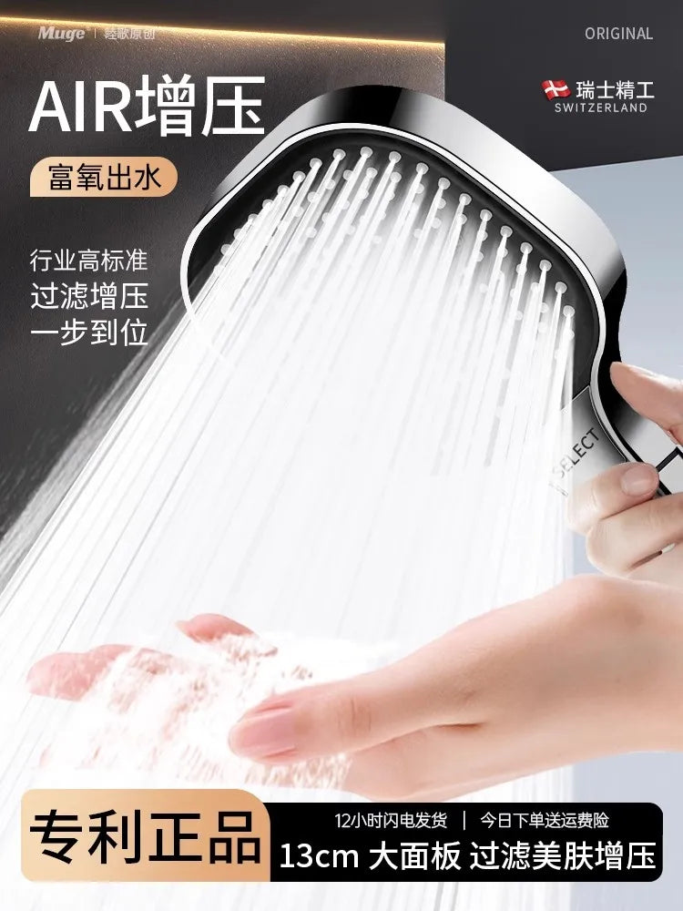 New 13CM Large Panel 3 Modes Adjustable Home Shower Head High Pressure Massage ShowerHead Filter Element Bathroom Accessories