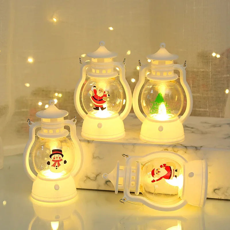 Christmas Night Light with Battery Santa Claus Christmas Tree Portable Lantern LED White Red Lamps Home Xmas Decoration Supplies