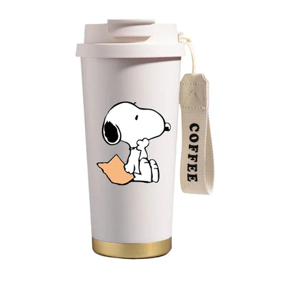 500ml Snoopys Stainless Steel Insulated Water Bottle Anime Kawaii Portable Travel Outdoor Car Tea Coffee Mug Cold Thermos Cup