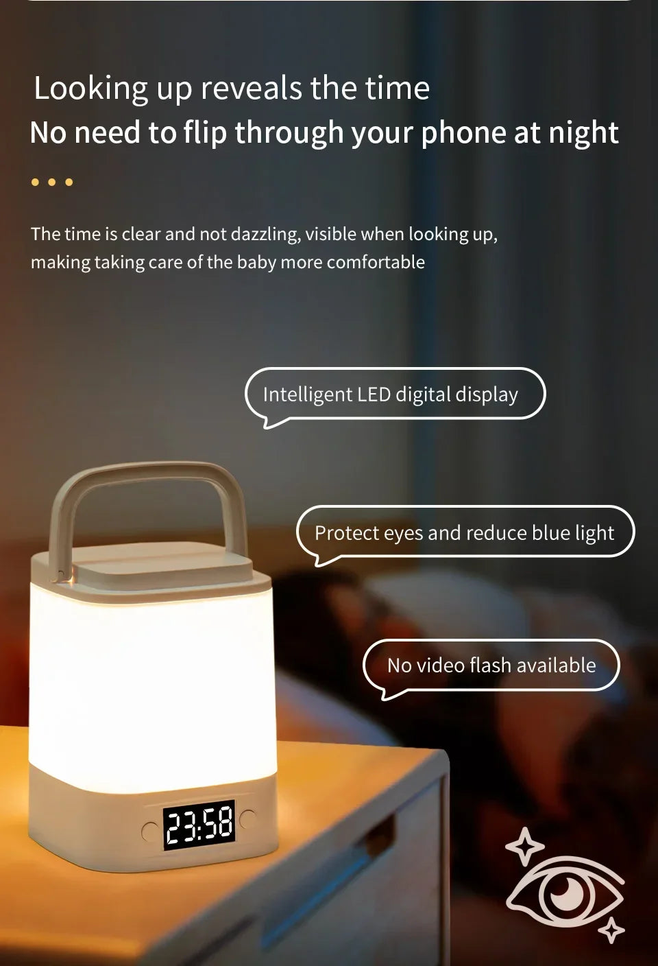 Touch Dimmable LED Night Lamp with Remote Clock Time Display or not Eye Protection Reading Lamp Bedside Night Light Rechargeable