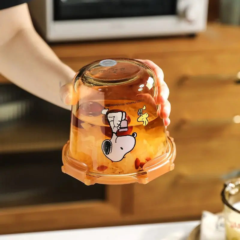 Snoopy Multi-Layer Stainless Steel Lunch Box Tinted Glass Food Portable Thermal Lunchbox Picnic Office Kids Workers School Bento