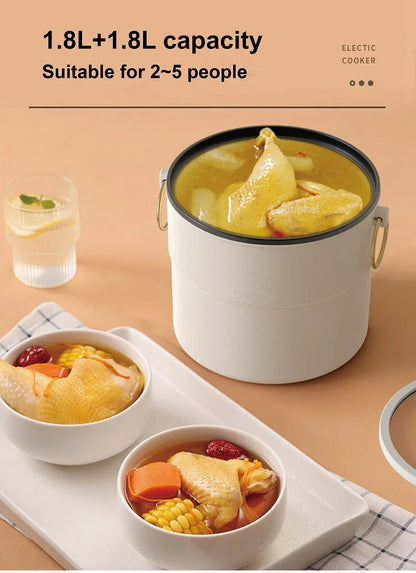 1.8L Home Dual Capacity Electric Cooker Split Yuanyang Electric Hot Pot Multifunctional Pot Non-stick Electric Frying Pan 220V