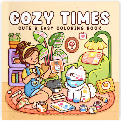 Cozy Atmosphere Relaxing Coloring Book for Adults and Teens Bold Easy-to-follow Patterns and Girl Moments