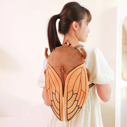 45cm Funny Creative Cartoon Insect Cicada Beetle Plush Doll Backpack Brown Green Insect Soft Plush Toy Gift For Boys And Girls