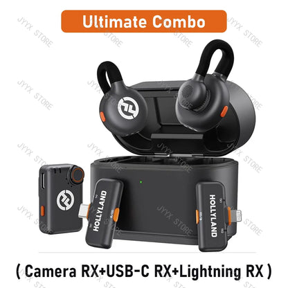 Hollyland Lark M2s Wireless Microphone System Noise Cancellation Lavalier Mic for iPhone Camera Android Video Vlog Interview