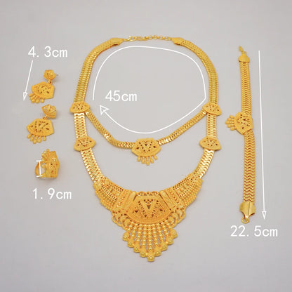 2023 Fine Jewelry Sets For Women Dubai Bridal Wedding Gifts Necklace Bracelet Earrings Ring Jewellery Set African Bead jewelry