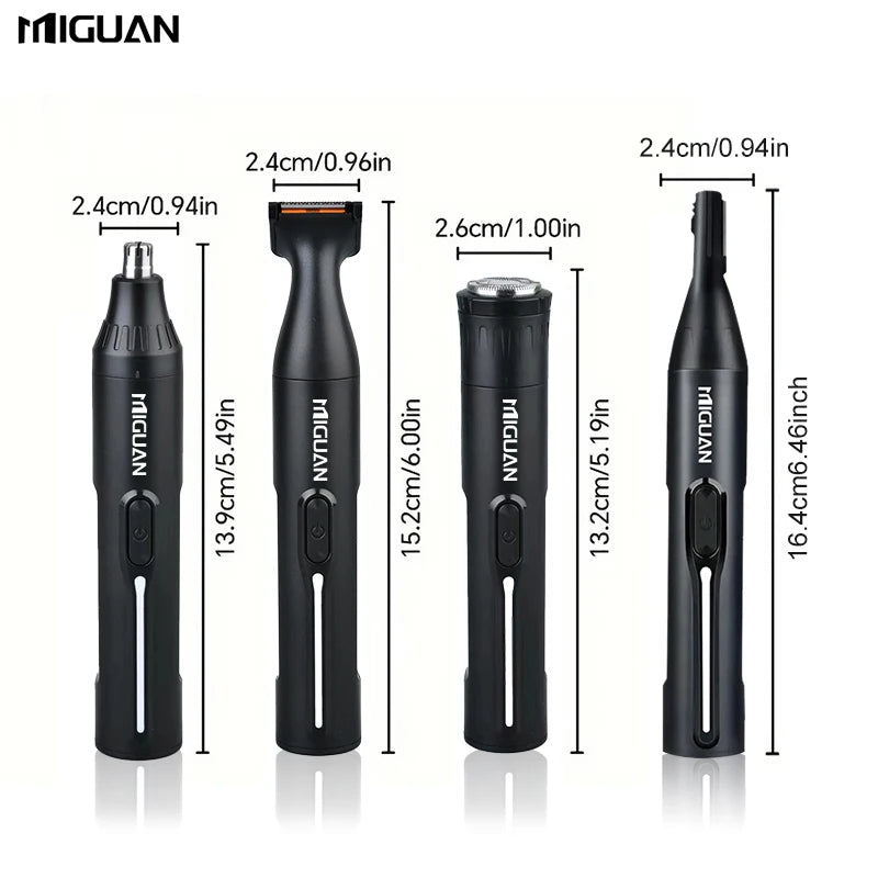 4-in-1 Professional Grooming Kit, USB Rechargeable Nose & Ear Hair Trimmer, Beard and Eyebrow Razor, Men'S Personal Care Tools