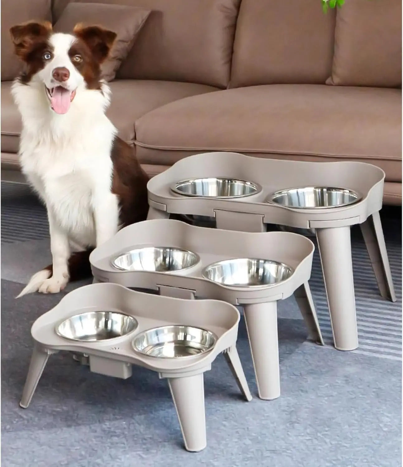Pet food bowl with stand raised feeder dog bowl spill proof dog water bowl suitable for small, medium and large dogs and pets