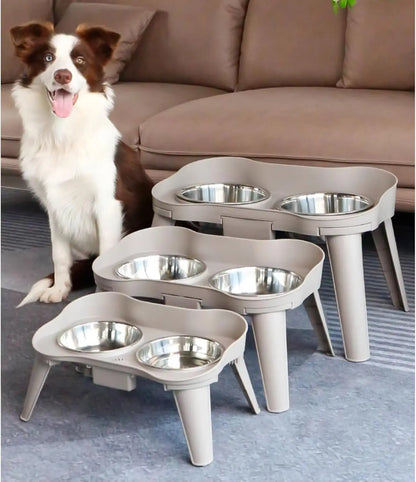 Pet food bowl with stand raised feeder dog bowl spill proof dog water bowl suitable for small, medium and large dogs and pets