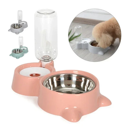Pet food bowl, food container with automatic water storage and equipped with pet water dispenser 2-in-1 cat bowl water dispenser