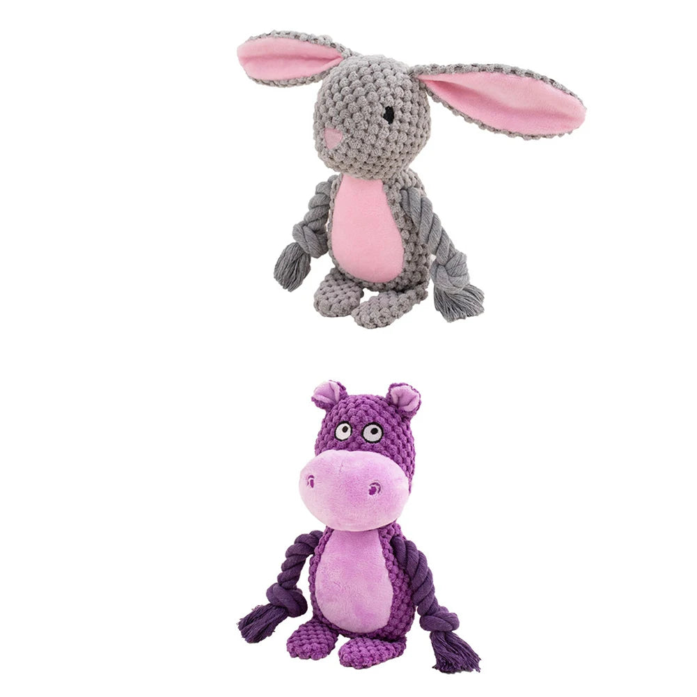 Dog Enrichment Toy Cute Animal Rope Dog Toy Plush Puppy Chew Pet Squeak Toy Cartoon Interactive Games For Dogs Stuff For Dogs
