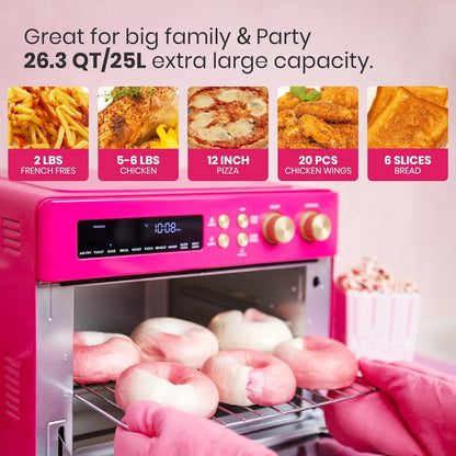 Popular.Extra Large Countertop Convection Oven 10-in-1 Combo, 6-Slice Toast, Enamel Baking Pan Easy Clean with Recipe Book,NEW