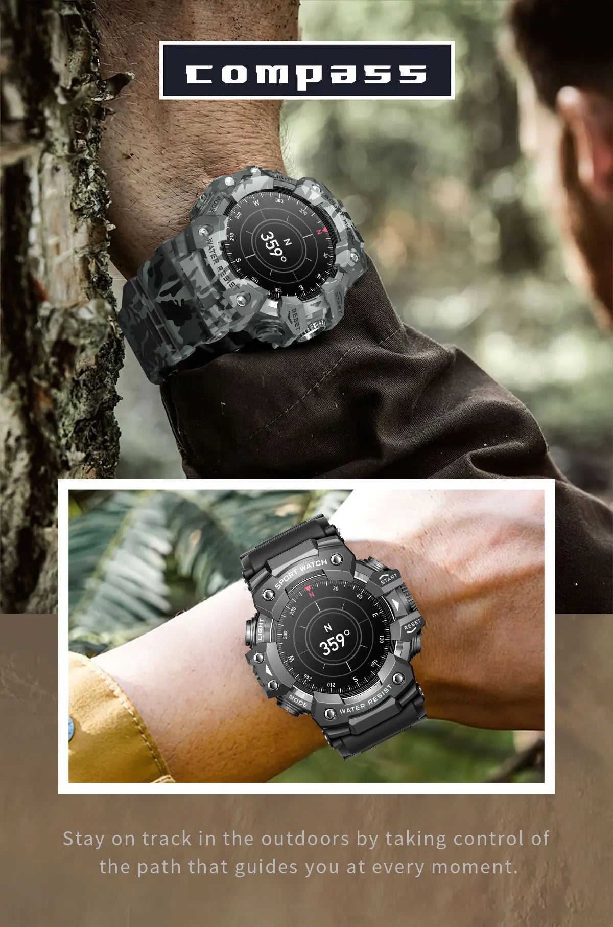 2025 Rugged Sport Smart Watch Bluetooth Calls Colorful Waterproof Military Smartwatches with Flashlight SOS COMPASS for Phone