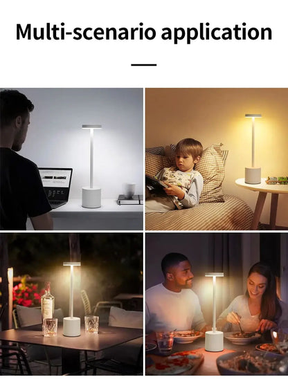 2pcs USB Rechargeable LED Desk Lamp Stepless Dimming Tricolor Touch Night Light Bedside Light Bar Hotel Decoration