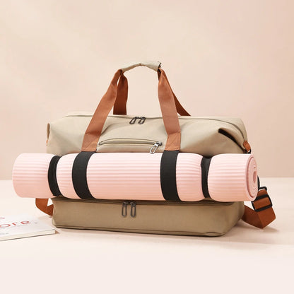 Casual outdoor travel handbag,women's fitness yoga bag,weekend overnight bag, large capacity dry and wet separation travel bag.