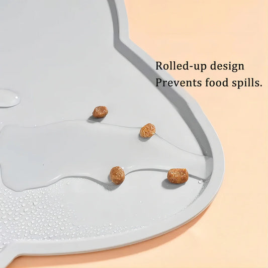 Pet silicone food mat waterproof, anti-slip, dirty, washable and easy to clean, universal tableware mat for cats and dogs.