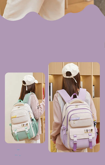 Backpack 3Pcs/Set for Girls Large Capacity Middle Schoolbag Student Schoolbag Set School Backpack Bags for Teenage Students Bag