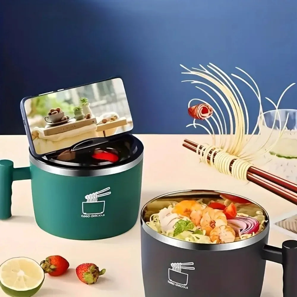 Ramen Bowl, Lunch Container,1000ml Large Thai Soup Bowls, Tableware with Phone Stand, Cereal Bowls for Home, Kitchen, Camping,