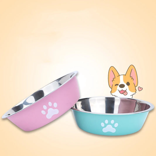 Dog bowl new pet bowl large capacity dog food bowl stainless steel anti-overturning household dog bowl pet supplies