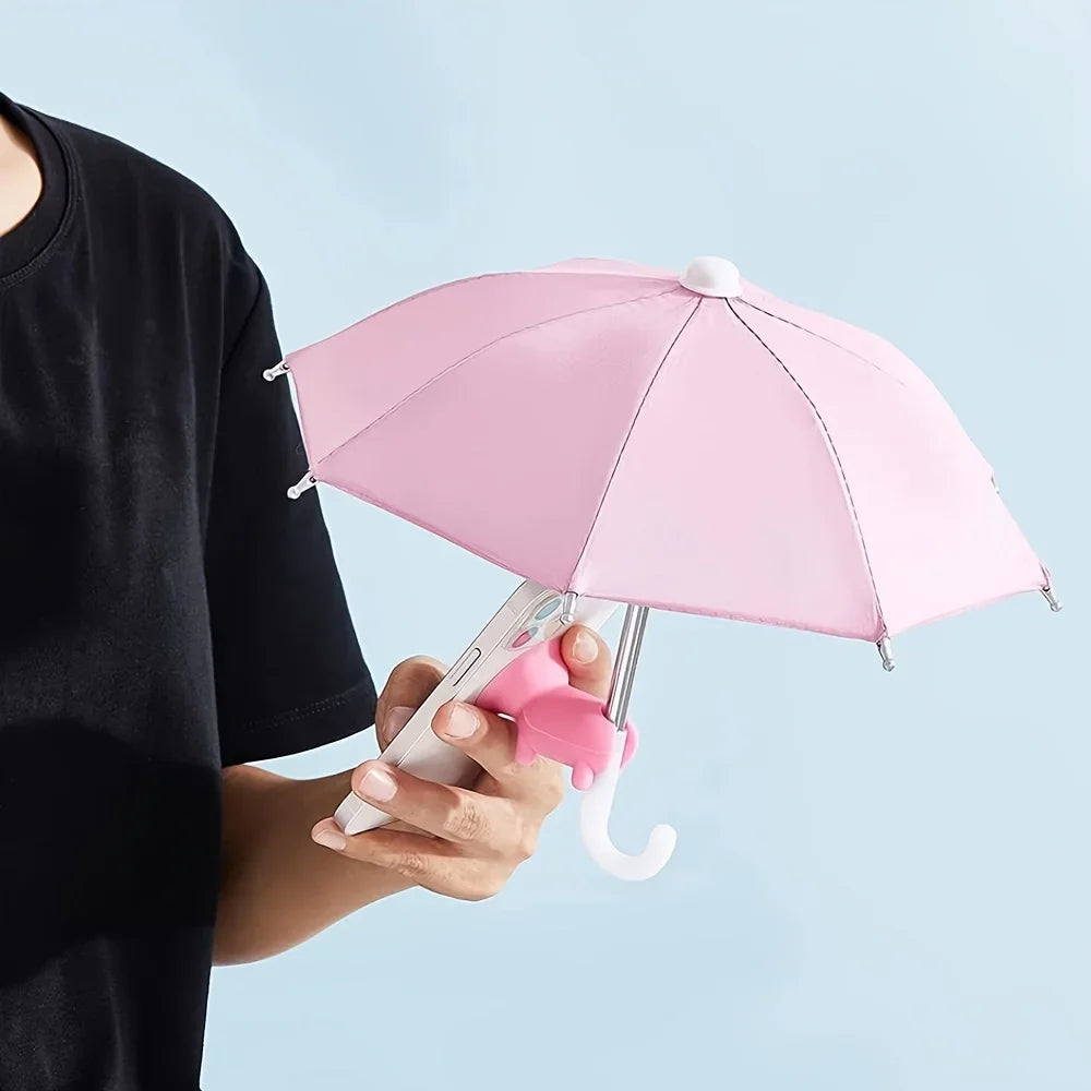Smartphone Mini Umbrella, Universal Pig Suction Cup Bracket, Outdoor Anti-glare Sunshade, Polyester Material, Anti-reflection.