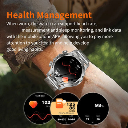 Outdoors Smart Watch Men Women BT Call Health Music 800Mah Battery Smartwatch Flashlight Compass Sports Fitness IP68 Waterproof