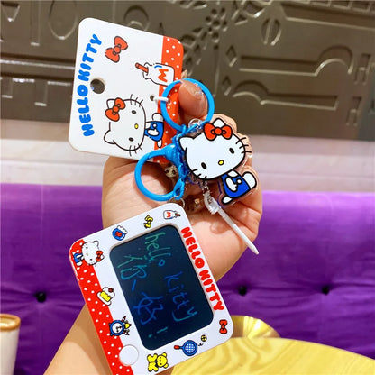 Wholesale Sanrio Keychain Hello Kitty Schoolbag Pendant Kawaii Kt Red Blue White Cartoon Key Kitty Tv Beaded Keyring Girl Gift ﻿