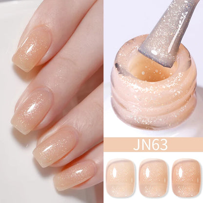 BORN PRETTY 10ml Wine Red Glitter Jelly Nude Gel Nail Polish Soak Off Translucent Color UV Light Cure for Nail Art DIY at Home