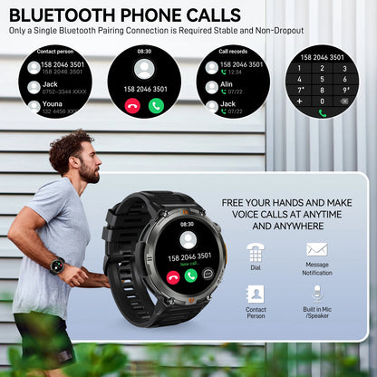 EIGIIS KE3 Smart Watch 3ATM Waterproof Original Design For Men Bluetooth Call Health Monitor With Flashlight 100+ Sports Modes