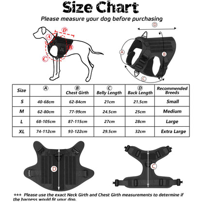 4 Metal Buckles Dog Harness Reflective Military Tactical Pet Training Walking Vest Soild Harnesses with Handle For Large Dogs