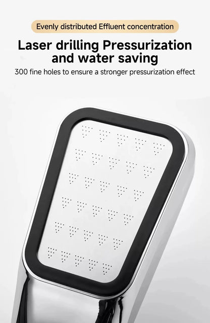 300 Holes Pressurized Showerhead Hand Hold Square Rain Shower Head Water Saving Rainfall Spray Nozzle Bathroom Accessories