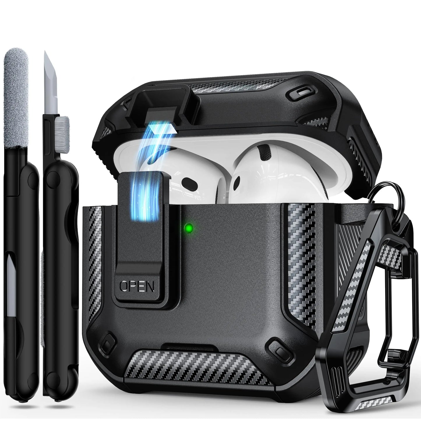 For AirPods 4 Generation Case Cover with Phone Holder Shockproof Hard Shell Protective Case with Cleaner Kt for AirPods Pro/Pro2