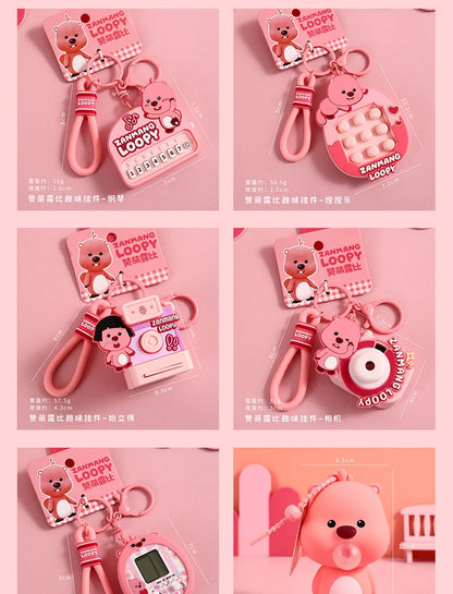 Genuine Creative Cartoon Loopy Doll Car Keychain Camera Game Toy Cute Couple Pendant Kawaii Gift Anime Accessories