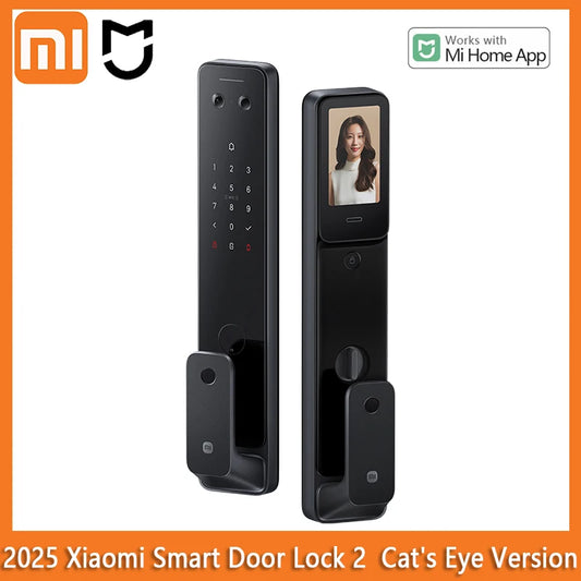 2025 Xiaomi Smart Door Lock 2 Cat Eye Visual Screen Fingerprint Bluetooth NFC Unlock For MiHome Push-pull Lock With Camera