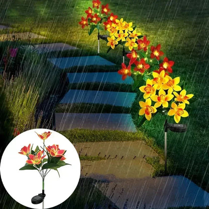 Garden Summer Decor LED Lawn Lamp Artificial Orchid Solar Landscape Ground Lights for Home Camping Wedding Party Decoration