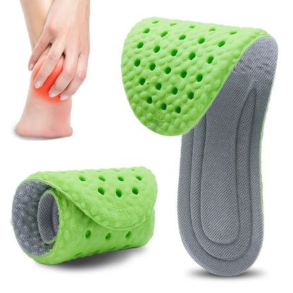 Sports Shock Absorption Insole Green PU Memory Foam Breathable Arch Support Orthopedic Shoes Pad Men Women Feet Care Shoes Pad