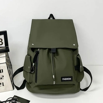 Large Capacity Men's Shoulder Bag Waterproof Multi Pocket Business Backpack Solid Color Lightweight Outdoor Storage Bag