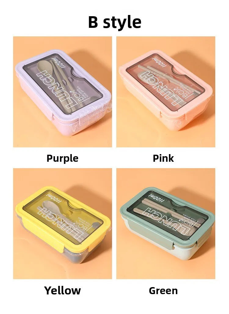Plastic Compartments For Students And Office Workers, Large Capacity Bento Box With Lid, Sealed Insulated Lunch Container