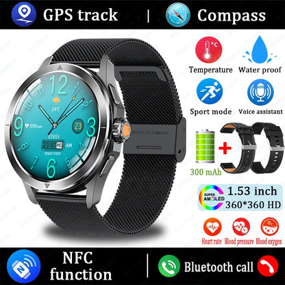 2025 New For Xiaomi S4 Ultra Smart Watch Men AMOLED Outdoor Sport NFC GPS Track Heart Rate Waterproof Bluetooth Call Smartwatch