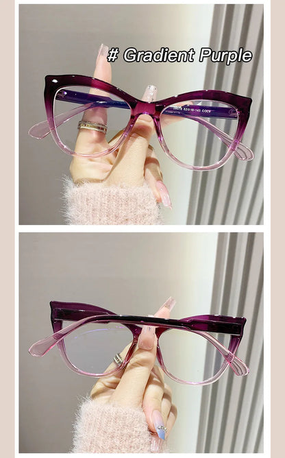 2024 New Cat Eye Glasses Frame Women Fashion Gradient Color Eyeglass Frame Anti Blue Light Glasses Computer Goggles Óculos Gifts
