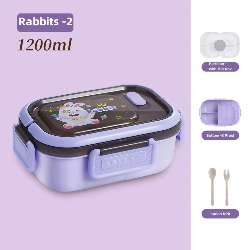 1200ML Double Layer Lunch Box Portable Compartment Salah Fruit Food Box Microwave Lunch Fork and Spoon Picnic Fresh Box